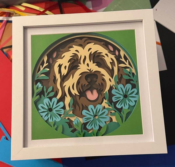 3d GoldenDoodle Shadow Box
