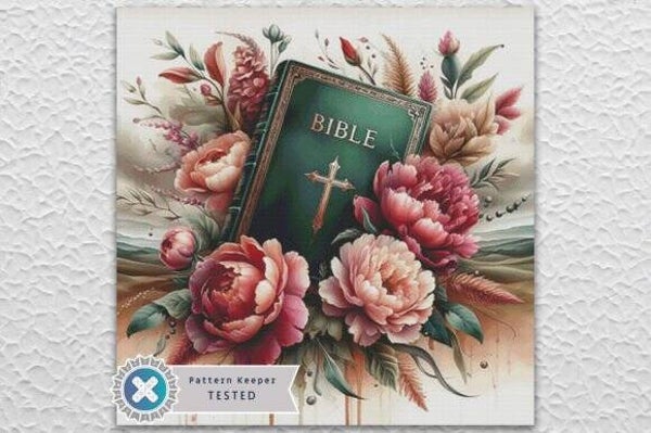 Peony Bible Cross Stitch Pattern PDF