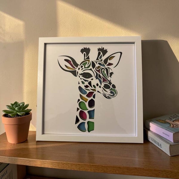 Colourful 3d Giraffe Shadow Box