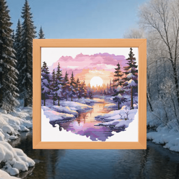 Winter Sunset Cross Stitch Pattern!
