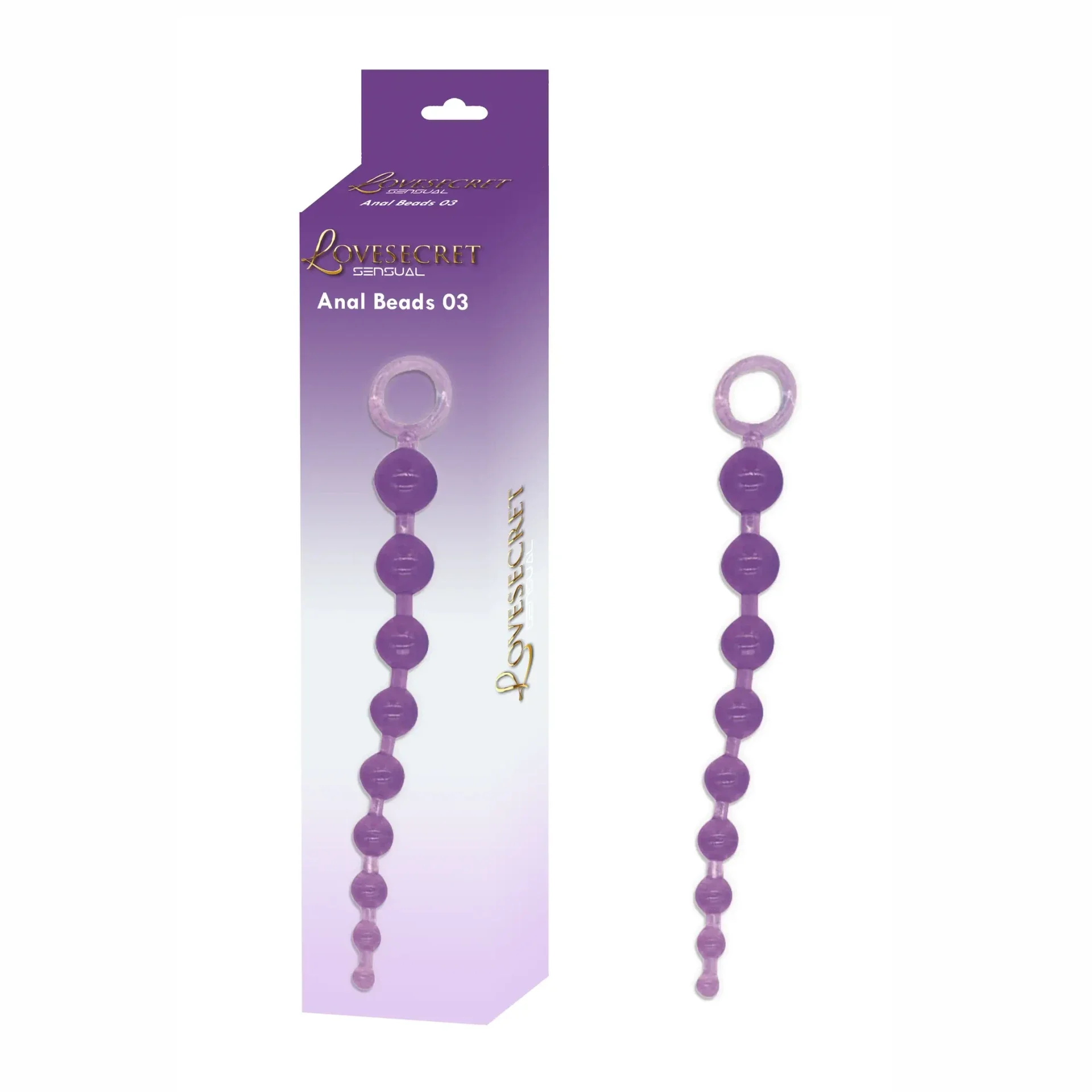 Lovesecret Sensual -  Anal Beads Purple - 30 cm / 11.8 in, Max Ø 3.5 cm / 1.4 in