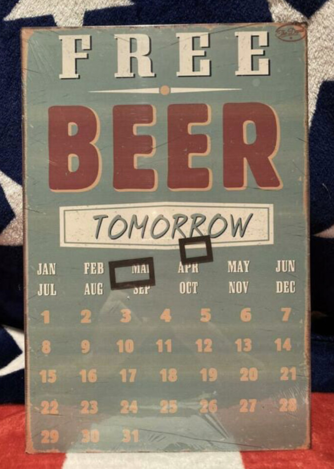 Metalen plaat / Kalender "Free beer"