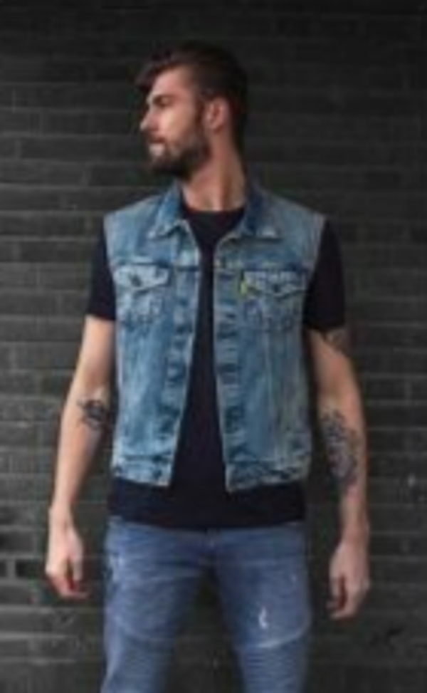 Vest - MCS denim vest stonewashed blue