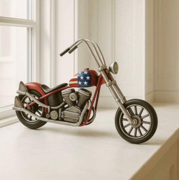 motor met usa vlag  in kleur rood