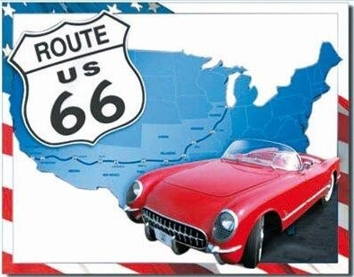 Magneet/spiegel "Route 66"