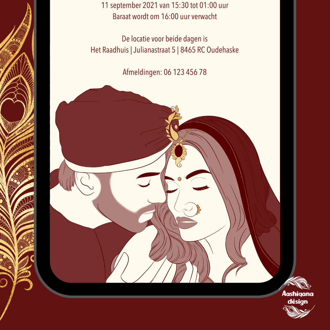 Digitale uitnodiging/kaart Vivah Rood/Wit