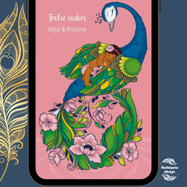 Digitale uitnodiging/kaartje ‘Roze Pauw’