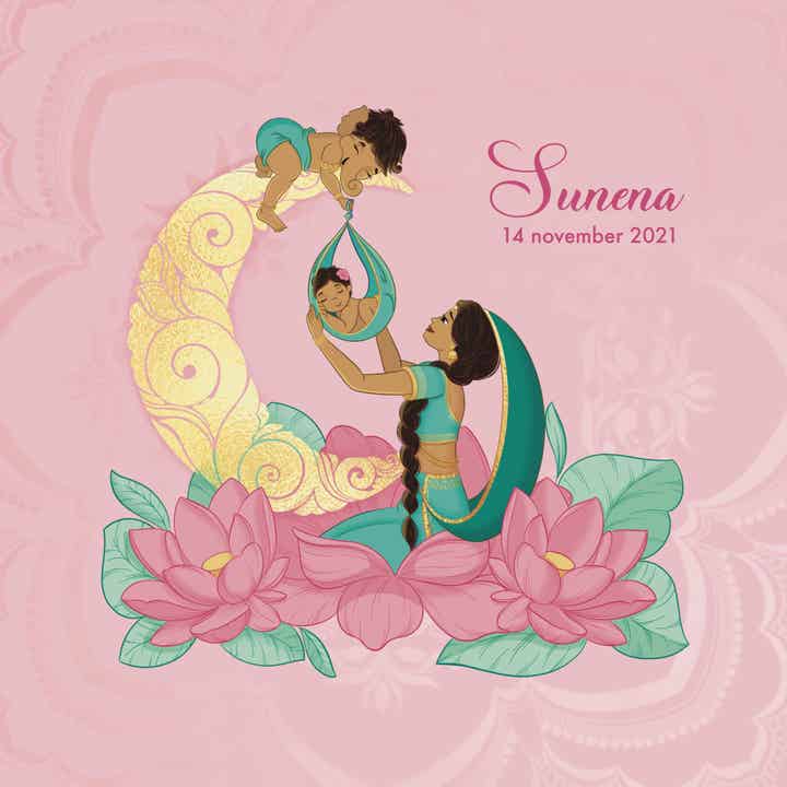 Geboortekaartje 'Parvati Pink'