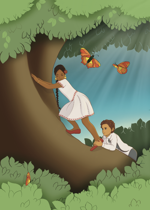 ILLUSTRATIE bruine kinderen