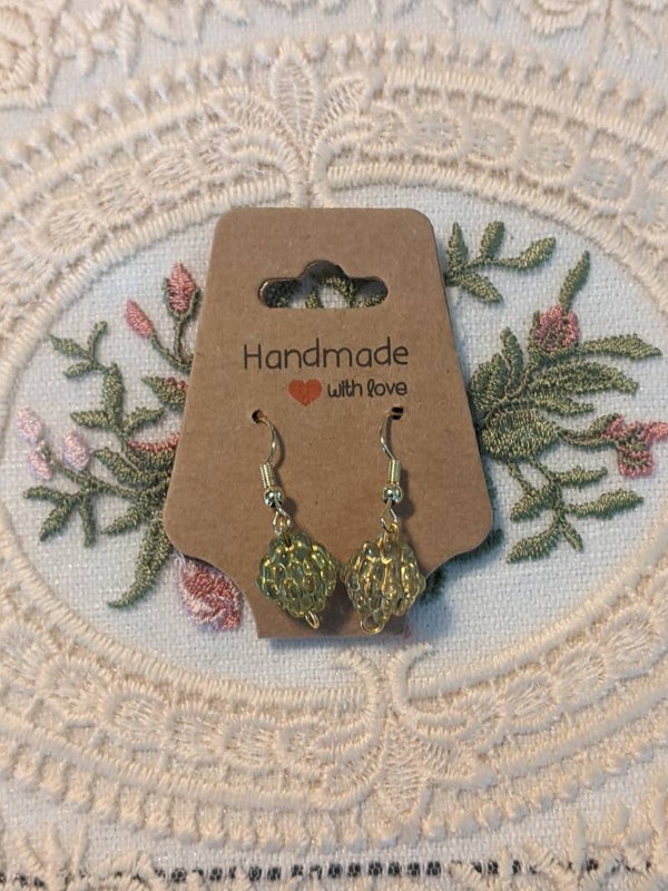 Green pine cone earrings