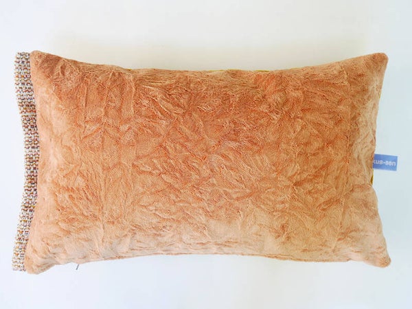 Kussen 0828 roze/geel, 2 verschillende kanten, 40x60cm