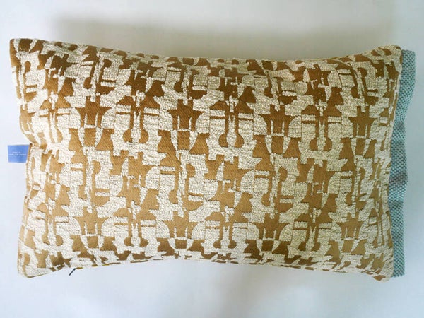 Kussen 0804 geel/creme/bruin, 2 verschillende kanten, 40x60cm