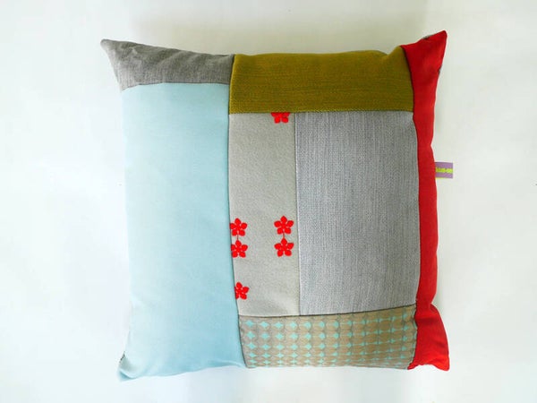 Kussen 0822 blauw/groen/rood, 60x60cm