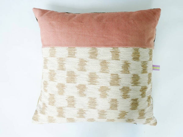 Kussen 0825 roze/creme/groen, 2 verschillende kanten, 40x60cm