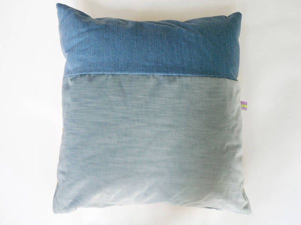 Kussen 0826 blauw/geel, 2 verschillende kanten, 40x60cm