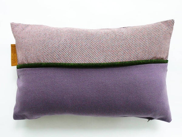 Kussen 0701 roze/lila/groen, met piping, 40x60 cm