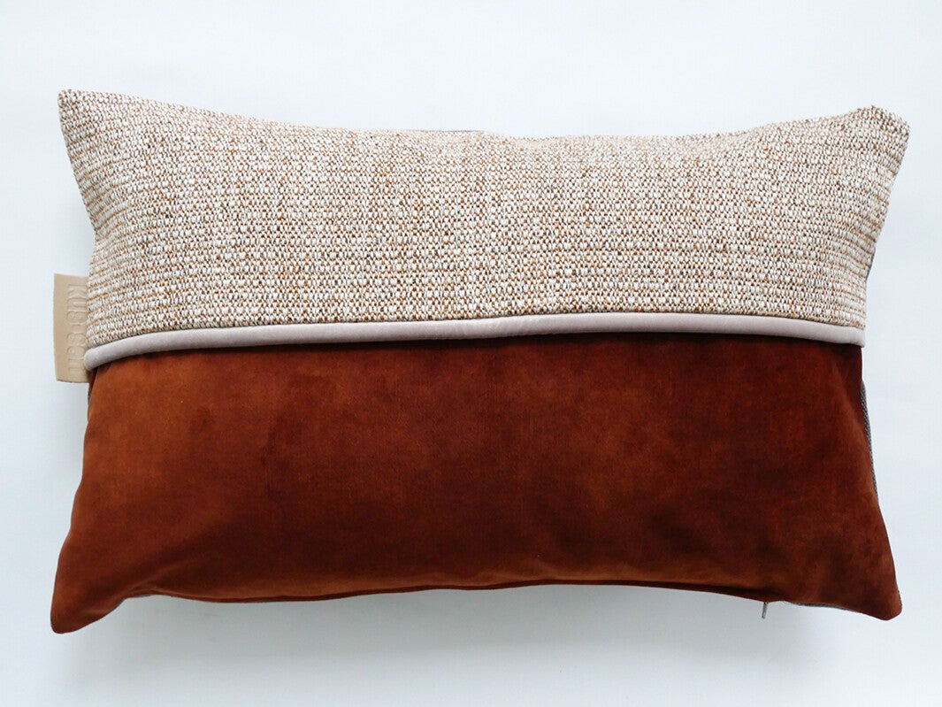 Kussen 0713 cognac/bruin, met piping, 40x60cm