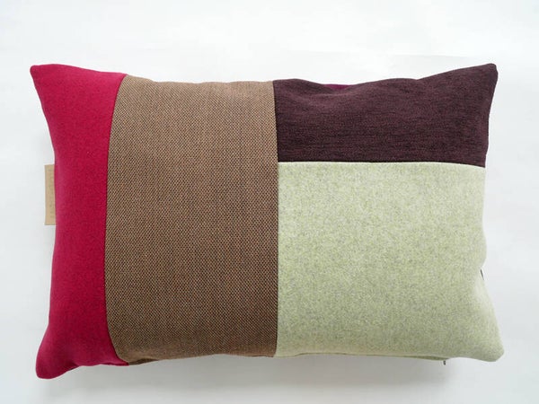 Kussen 0690 roze/groen/aubergine, 40x60cm