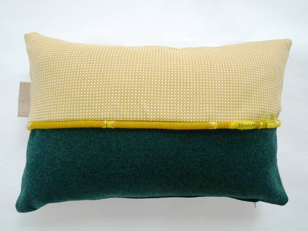 Kussen 0688 groen/geel, met piping, 40x60cm