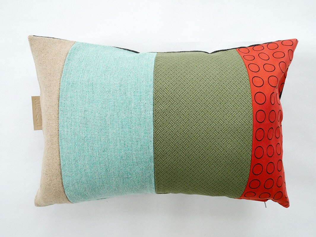 Kussen 0681 blauw/groen/roodroze, 40x60cm