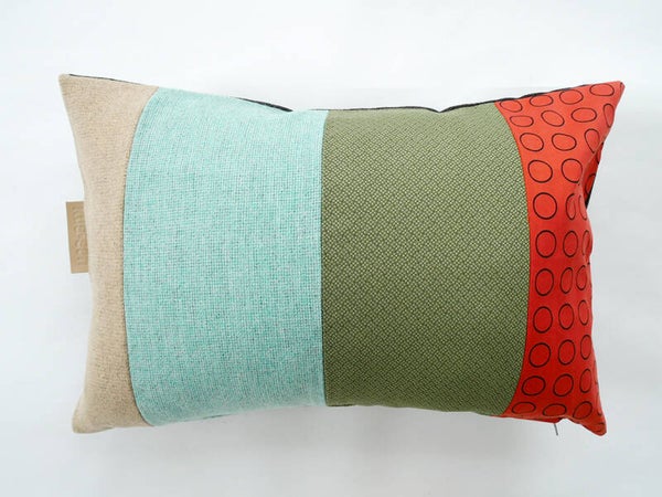Kussen 0681 blauw/groen/roodroze, 40x60cm