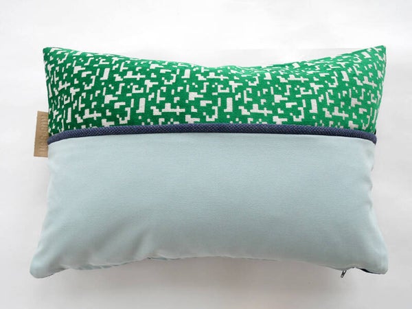 Kussen 0658 groen/blauw, met piping, 40x60cm