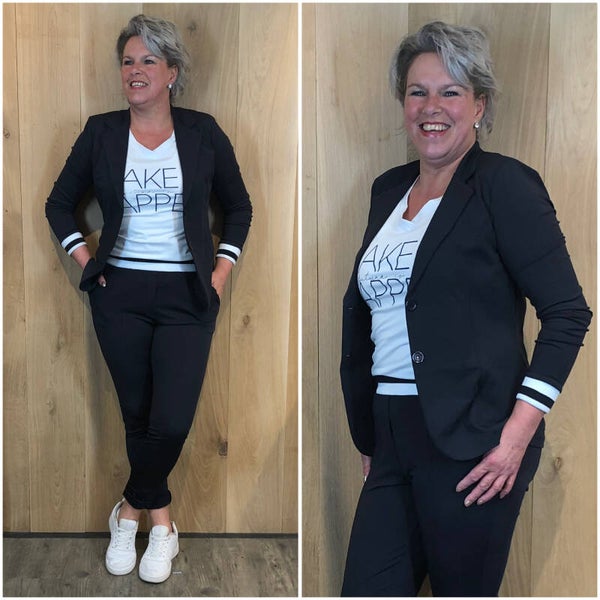 Travelstof blazer navy 'Angelle milan'