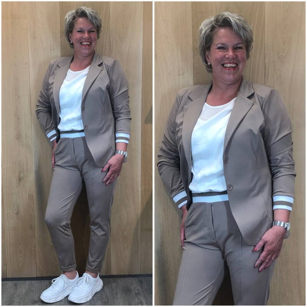 Travelstof blazer taupe ‘Angelen Milan’