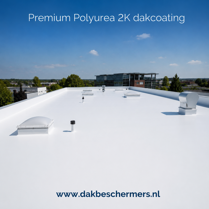 Premium Polyurea 2K dakcoating als sterke beschermlaag op een plat dak