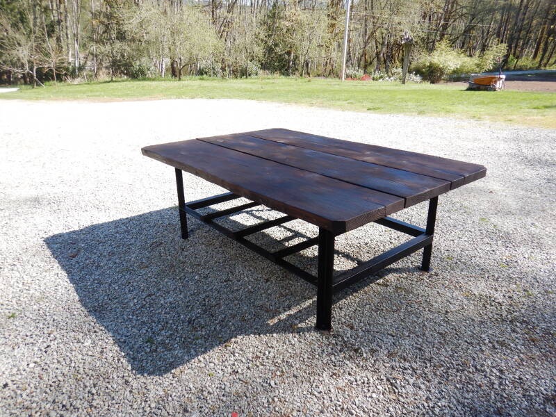 Outdoor Scorched and oiled Cedar table