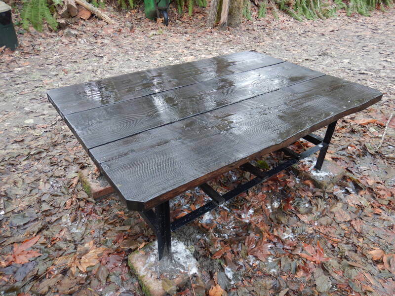 Outdoor Scorched and oiled Cedar table