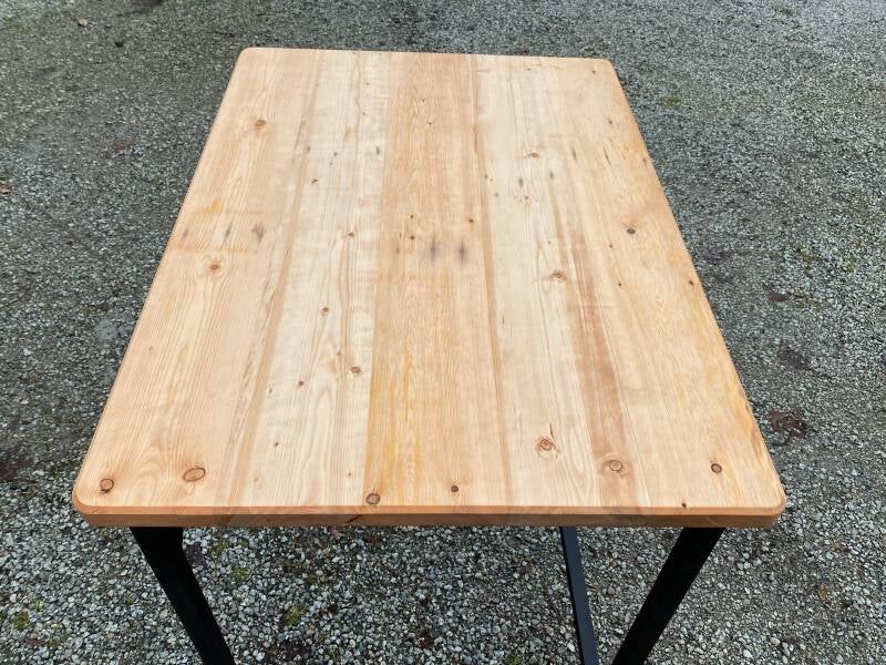 Repurposed drafting table, Fir top