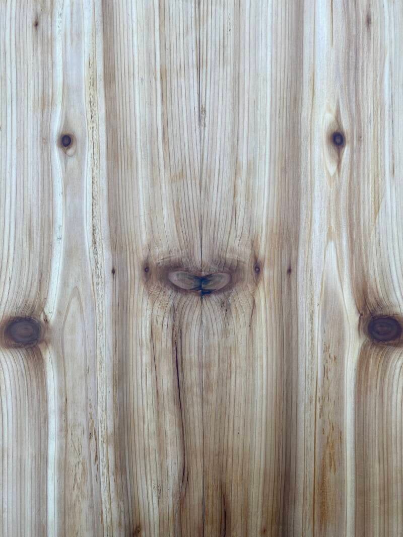 Close up of cedar table top
