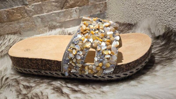 Slipper Beige steentjes