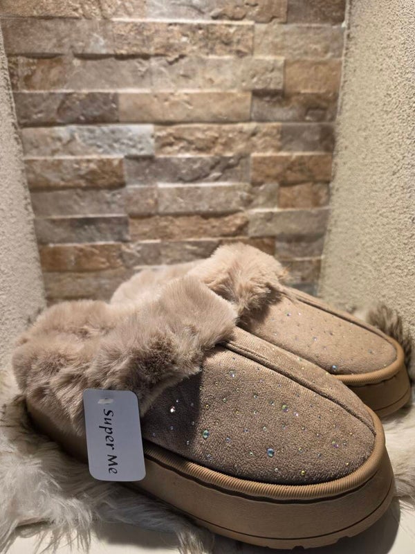 Sloffen bling bling beige