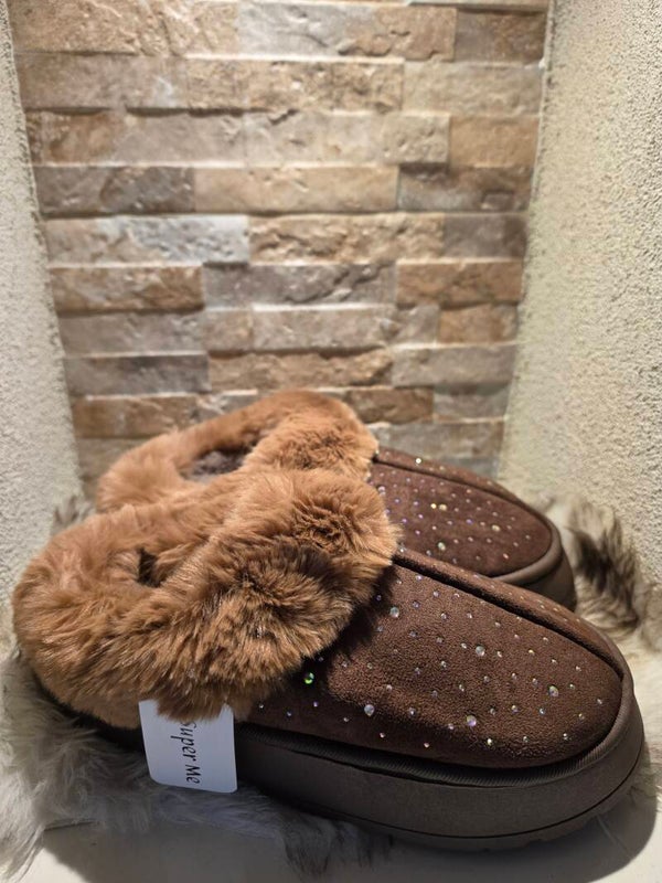 Sloffen bling bling bruin