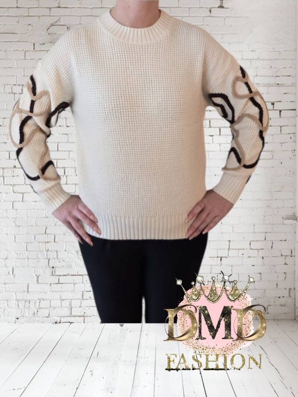 trui spaghetti mouw beige