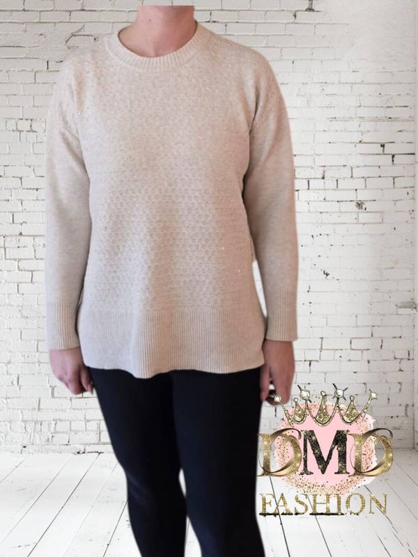 bling trui riffel beige