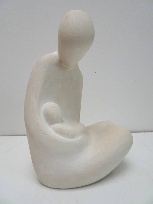 BELGIAN PLASTER ART SCULPTURE BERT SERVAES MOTHER AND CHILD 1961