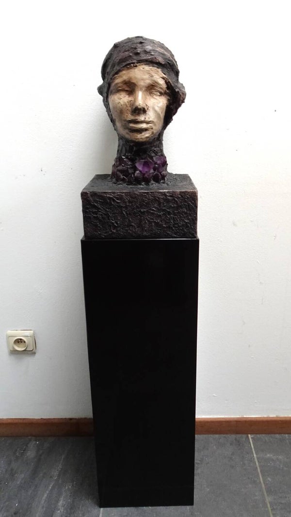 rare large brutalist sculpture by Marc D'Haenens Belgium with Amethyst (no table)