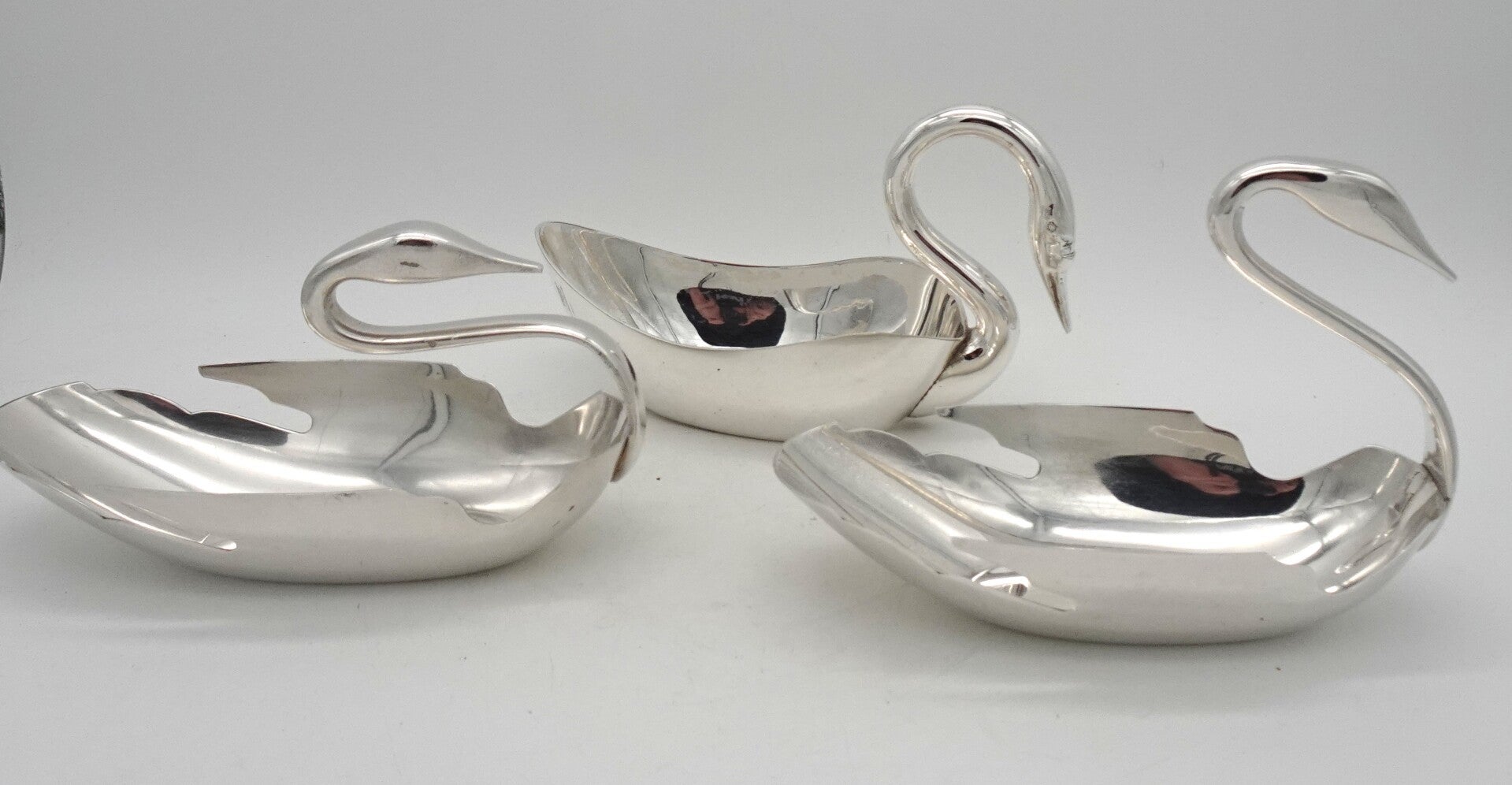 VERZILVERD ZWAAN ZWANEN VIDE POCHE SCHAALTJE MADE IN SPAIN