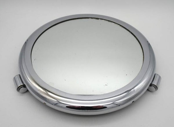 ART DECO SPIEGEL ANTIEK CHROME ROND SCHAAL DISPLAY