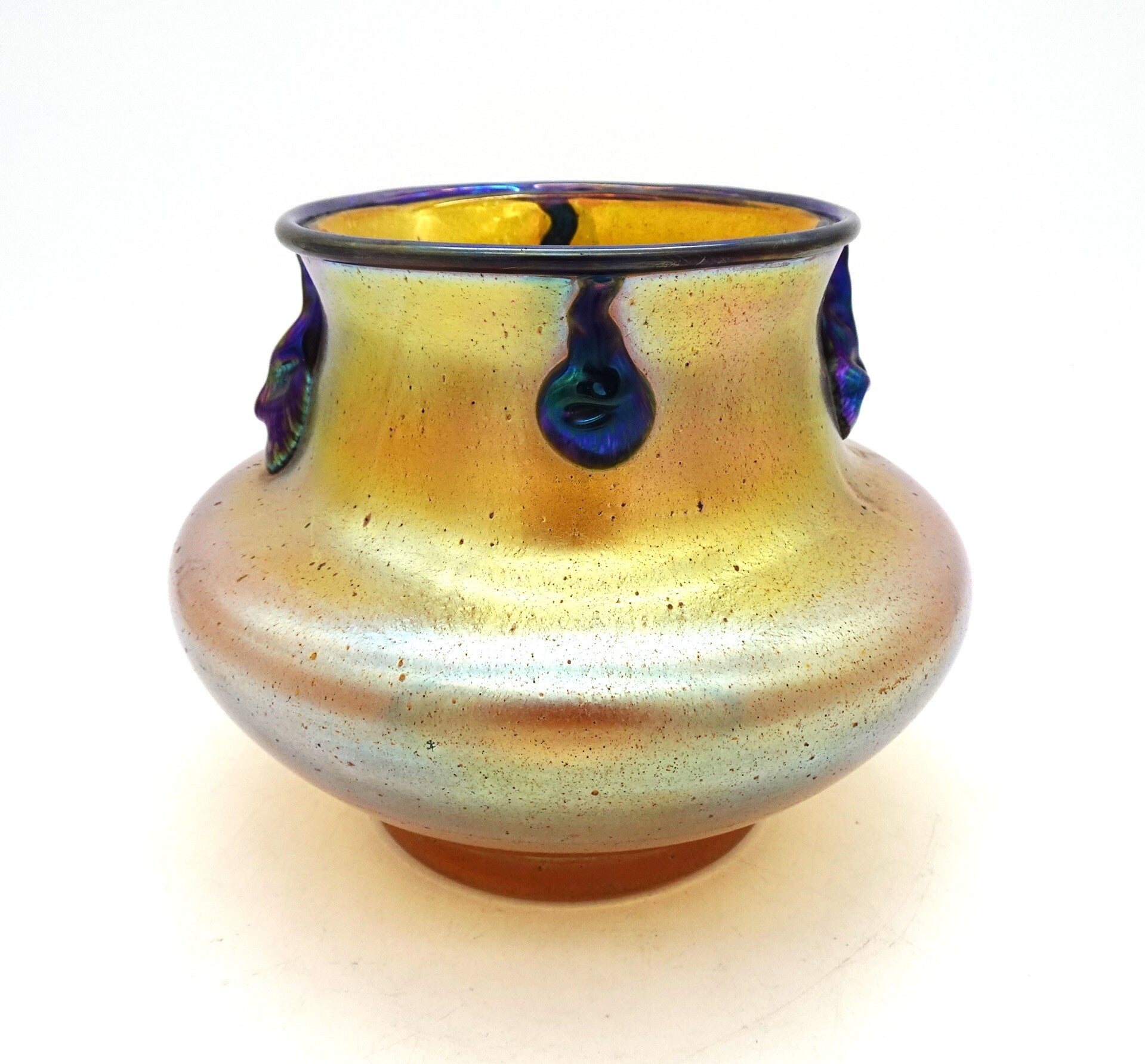 ART NOUVEAU ANTIQUE GLASS VASE APPLIED LOETZ LÖTZ AUSTRIA SELBERISIS II LARGE