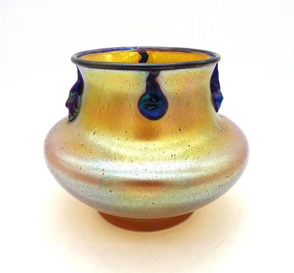 ART NOUVEAU ANTIQUE GLASS VASE APPLIED LOETZ LÖTZ AUSTRIA SELBERISIS II LARGE