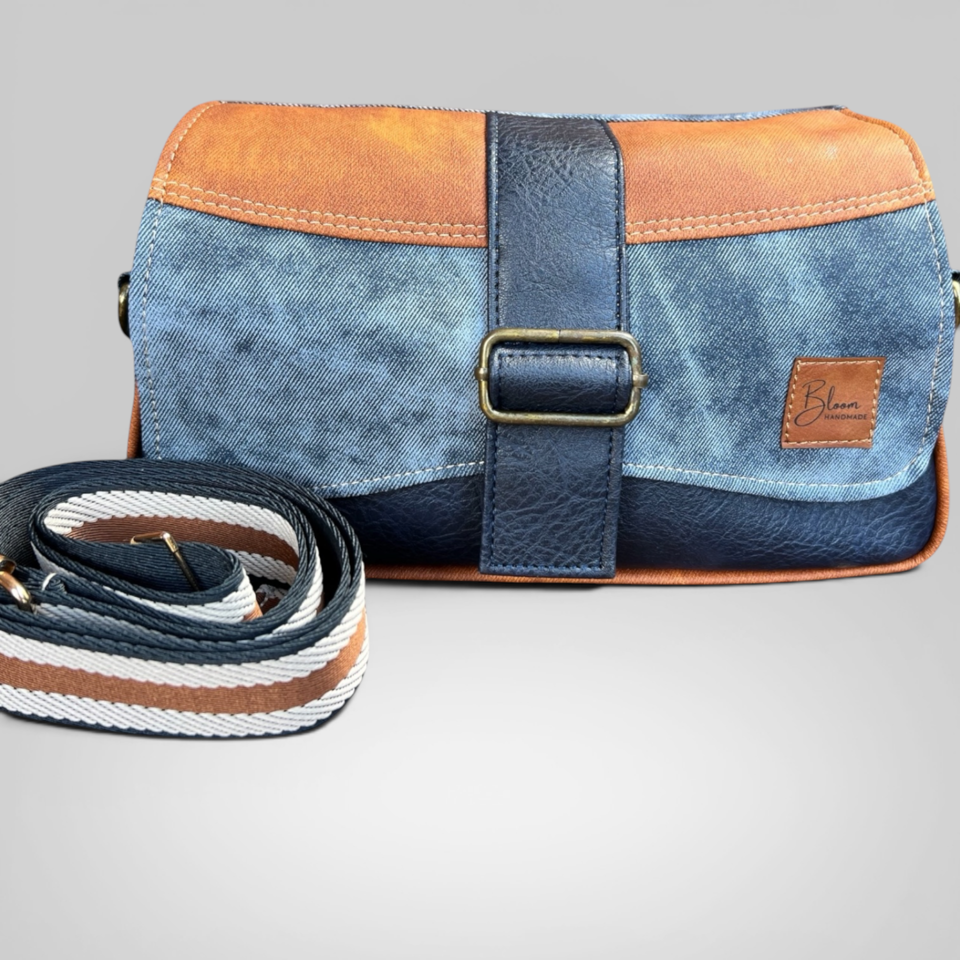 Denim vegan crossbody bag