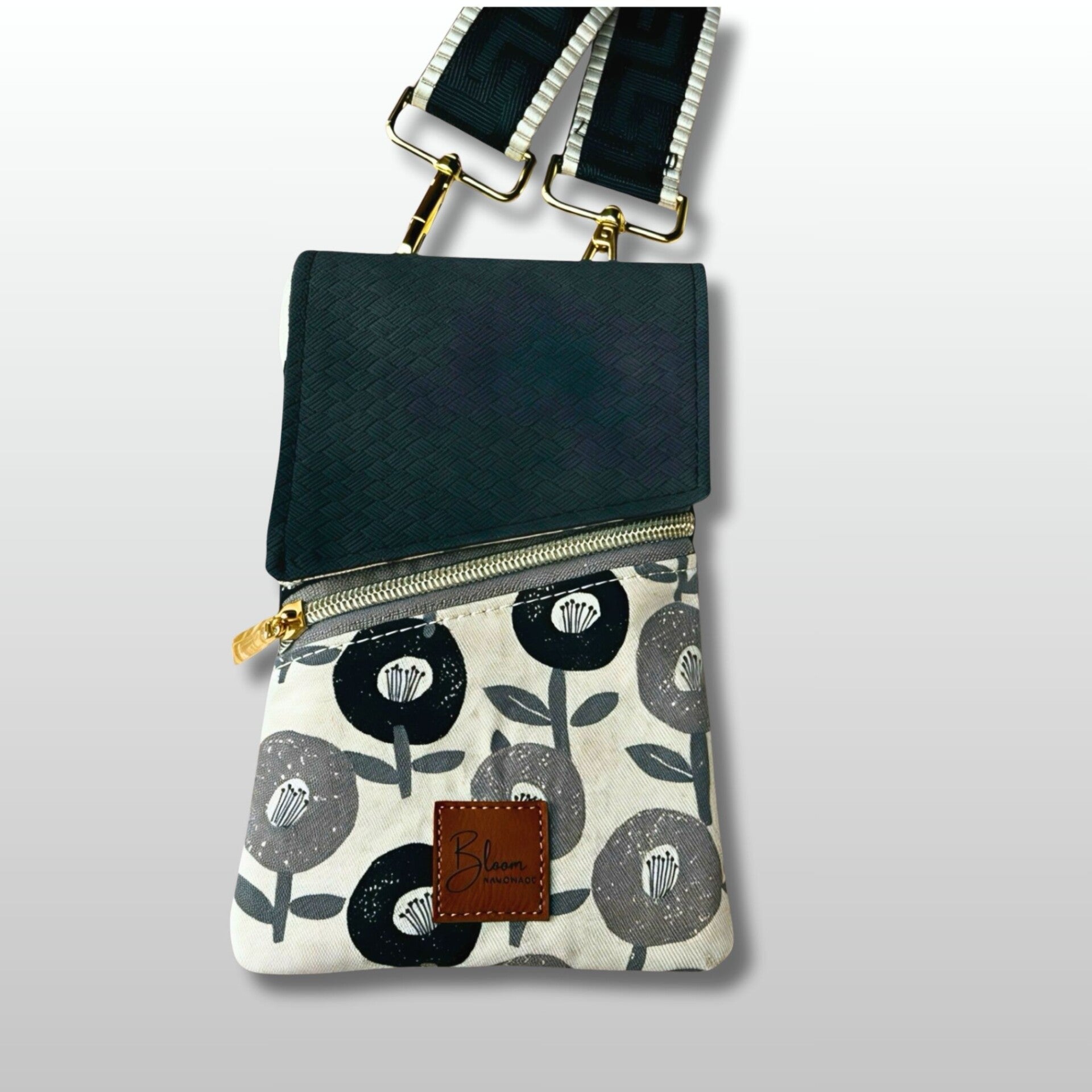 Floral canvas crossbody phone bag
