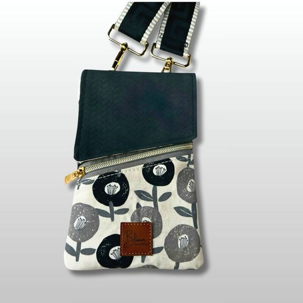 Floral canvas crossbody phone bag