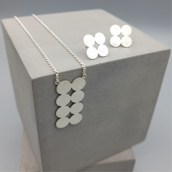 Rond zilver oorbellen & hanger