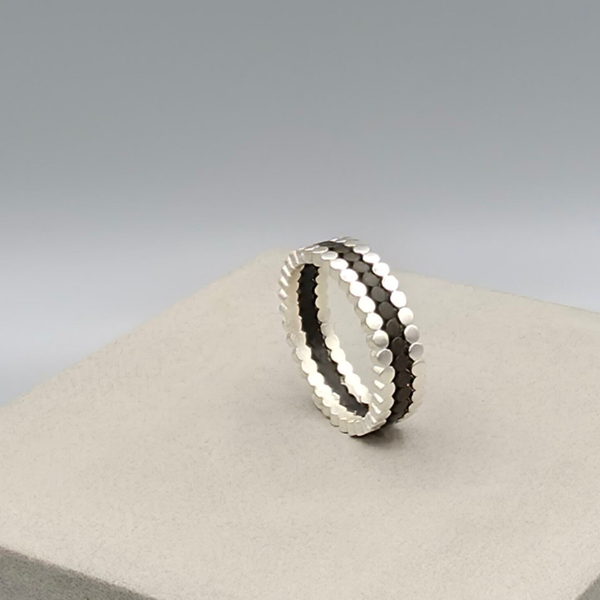 Zilveren driedelige ring