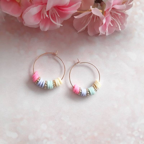 Creole mit bunten Polymer Clay Scheiben